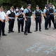Police stand guard as demonstrators protest on Lakes Shore Drive on August 2, 2018 in Chicago, Illinois. The demonstrators, who marched from Lake Shore Drive and through the nearby neighborhoods to Wrigley Field were protesting the ongoing violence, corruption and the lack of economic investments in African-American communities on the city’s west and south sides.